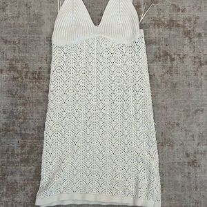 White Knit Sleeveless Swimsuit Cover